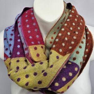 V. Fraas Cashmink Infinity Colorful Polka Dot Patchwork Colorblock Scarf